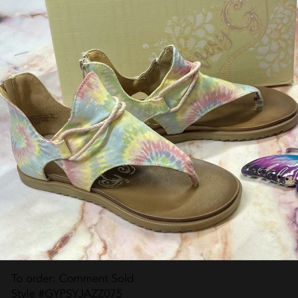 “Dusk” GYPSY JAZZ Pastel Tie Dye Zip-Up Sandals